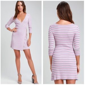 LULU’S Multi Striped Knit Wrap Dress